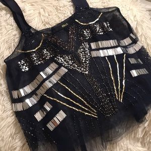 Sheer Embellished Party Tank